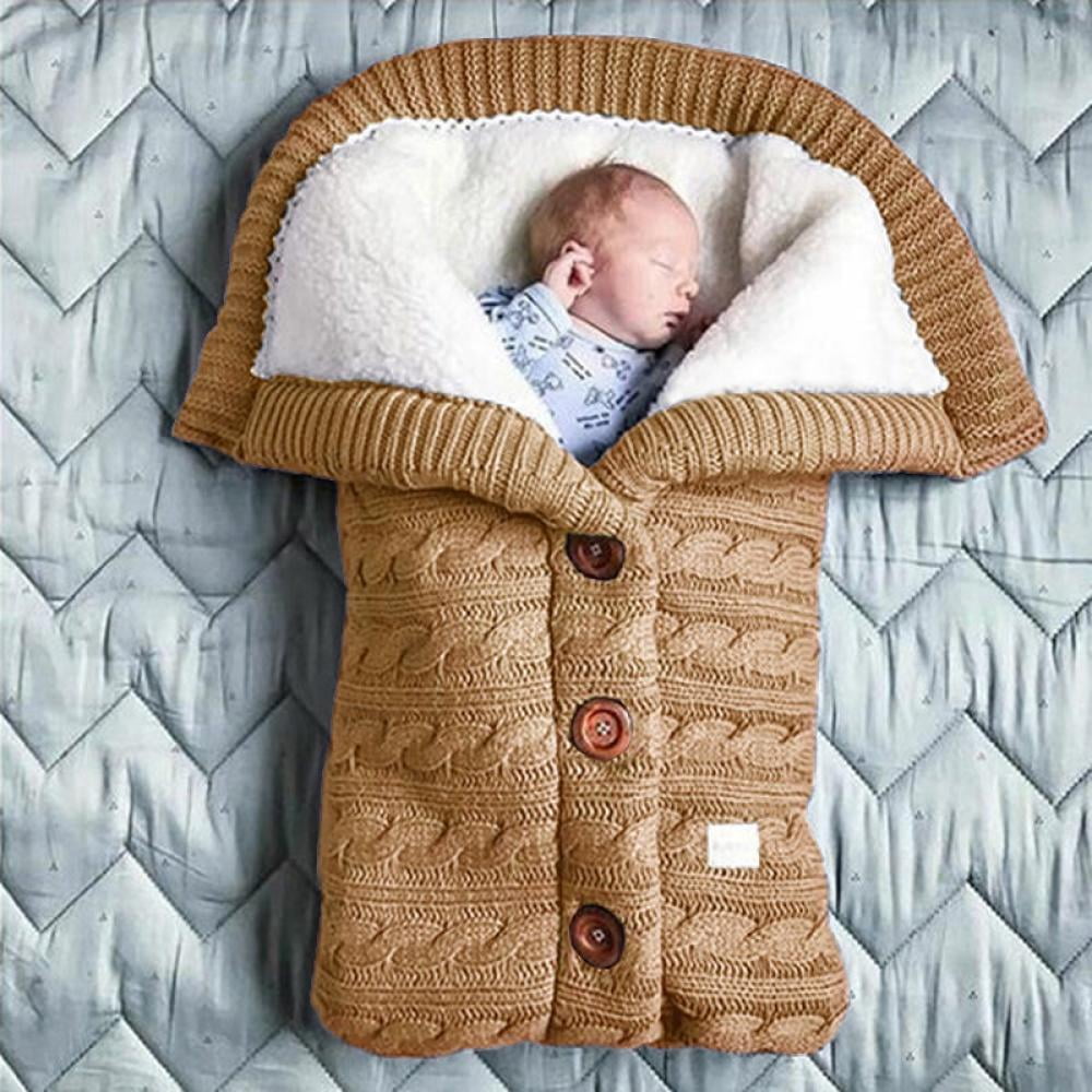 Newborn Swaddle Wrap Blankets Stripe Knitted Infant Baby Basket Blank Super Soft 