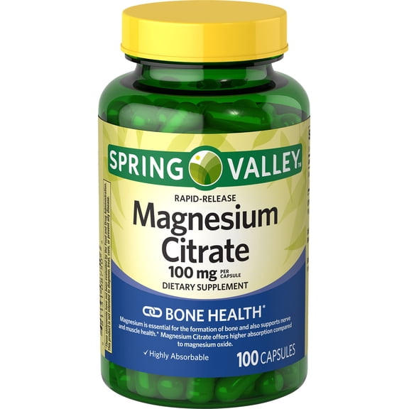 Spring Valley Magnesium Citrate Rapid Release Capsules, 100 mg, 100 Ct