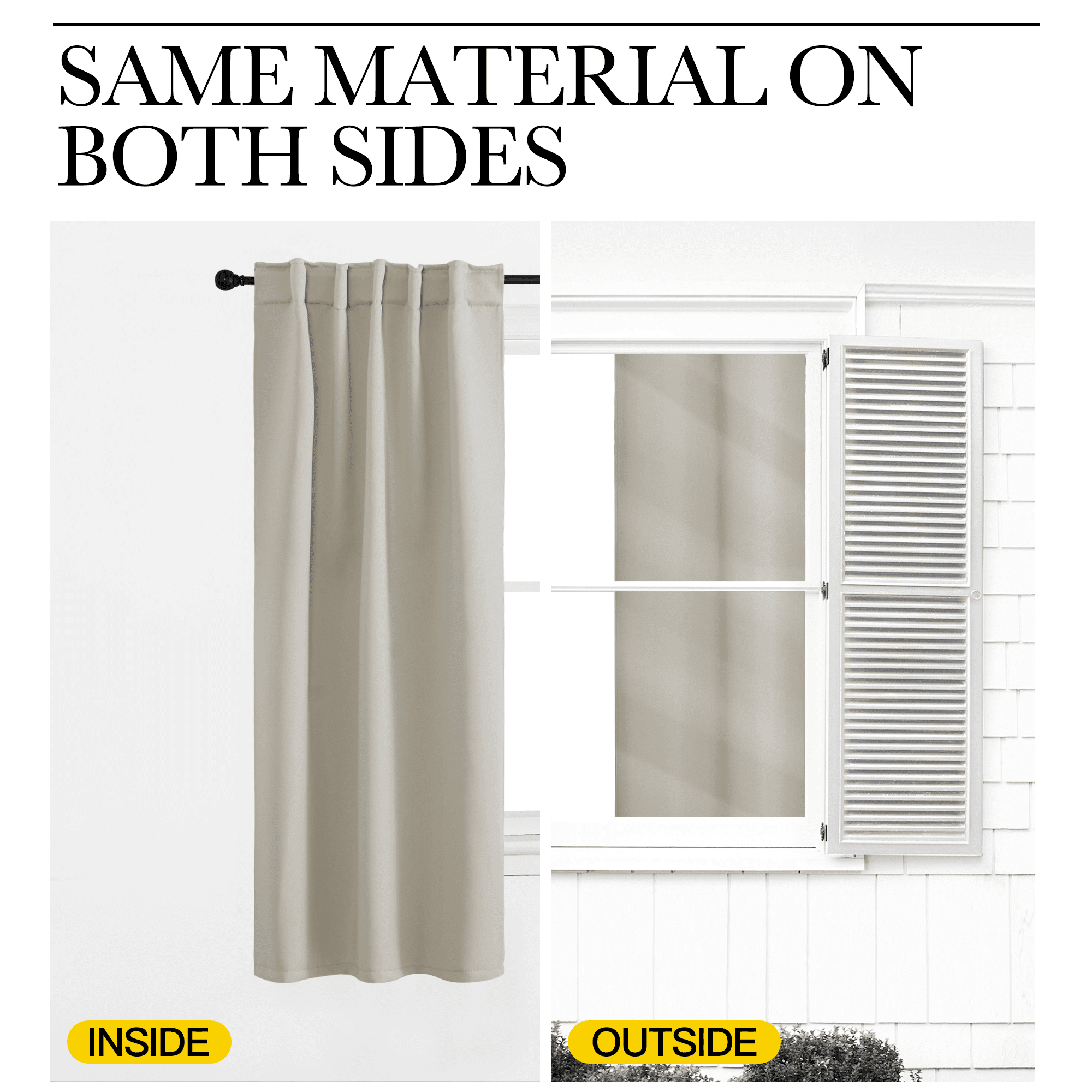 NICETOWN Bedroom Black out Curtains Modern Thermal Insulation Backtab & Rod Pocket Drapes, W52 x L95, 2 Panels, Natural