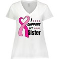 thumbnail image 3 of Inktastic Breast Cancer Awareness I Support My Sister with Pink Ribbon Women's Plus Size V-Neck T-Shirt, 3 of 5