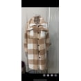 thumbnail image 6 of Aellinatey Womens Long Fleece Plaid Jacket Cozy Lapel Button Down Sherpa Shacket Fall Winter Plaid Coats, 6 of 7