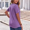 thumbnail image 3 of Plebaso T-Shirts à Rayures Col en V pour Femmes Manches Courtes Été Décontracté Blouses Amples pour Femmes, 3 of 7