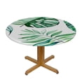 thumbnail image 3 of HAOXIT Palm Leaves Round Table Cove, Tropical Background, Elastic Edge, Suitable for Catering and Kitchen, Fit for Round Table 31-35, 3 of 8