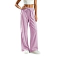 thumbnail image 4 of DeHolifer Women's Striped Pants Pajama Lounge Pants Drawstring Pj Bottoms Wide Leg Trousers with Pocket Pink 2XL, 4 of 6