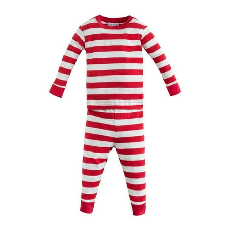 - Organic Cotton Baby Long Johns - Red Rugby Stripe 6m