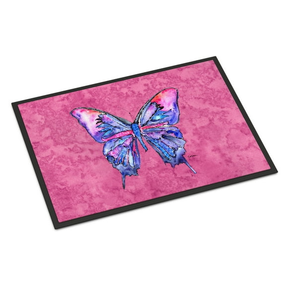 Carolines Treasures 8859MAT Butterfly on Pink Doormat 18x27 27"L x 18"W multicolor