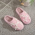 thumbnail image 3 of Cute Bow Slippers for Women Casual Cotton Fuzzy Memory Foam House Slipper Indoor Outdoor Home Slip on Winter Slides Shoes Pink Size 6.5, 3 of 7