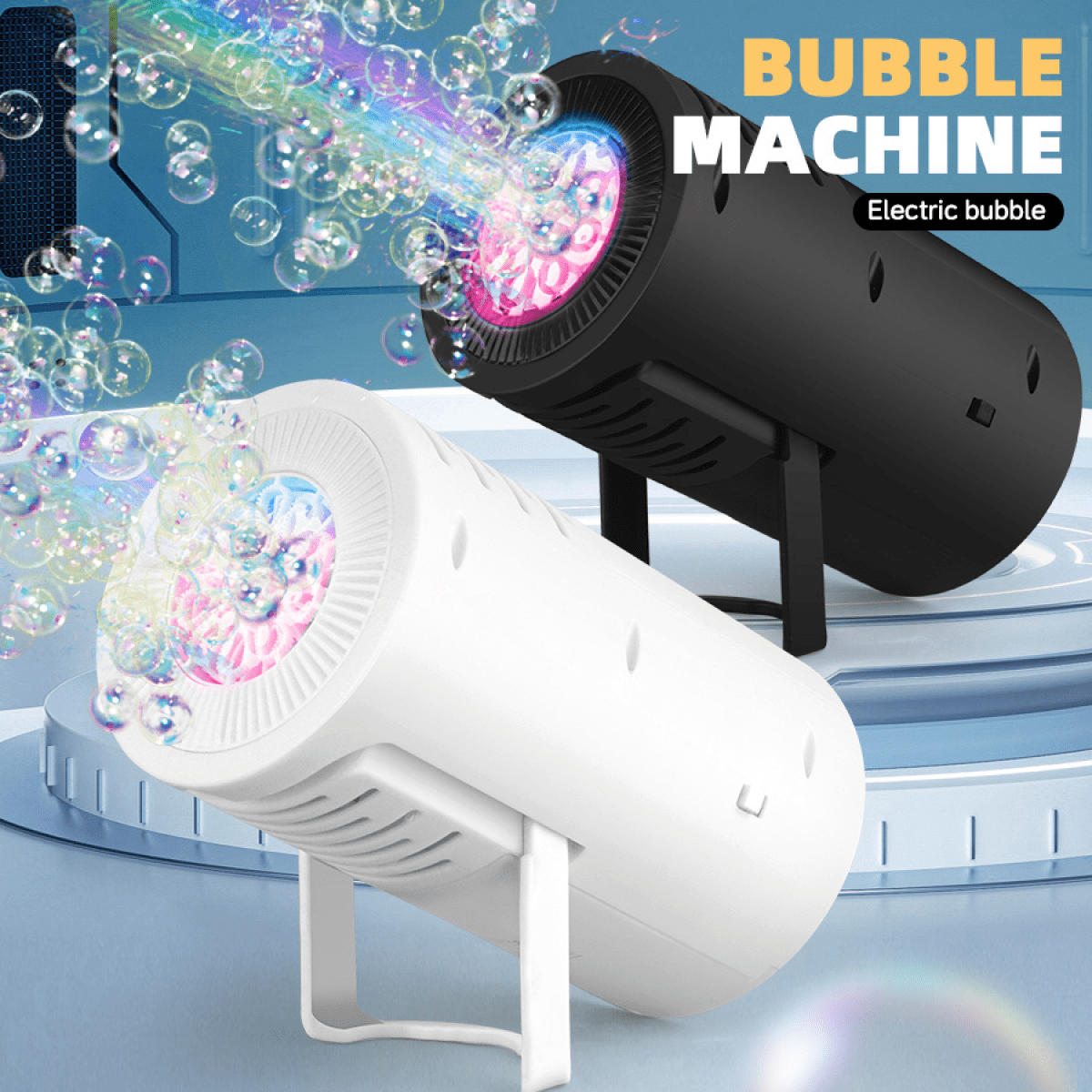 Electric Bubbles Machine for Adults, Portable Automatic Bubble Maker Blowers with Lights for Weddings Stage Outdoor Parties(Black)