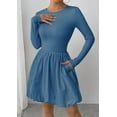 thumbnail image 6 of PRETTYGARDEN Fall Dresses for Women Casual Long Sleeve Bubble Cute Crew Neck A Line Mini Short Dress with Pockets, 6 of 7