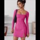 thumbnail image 5 of Vestido con Escote Cuadrado en Rosa Rojo M, 5 of 7