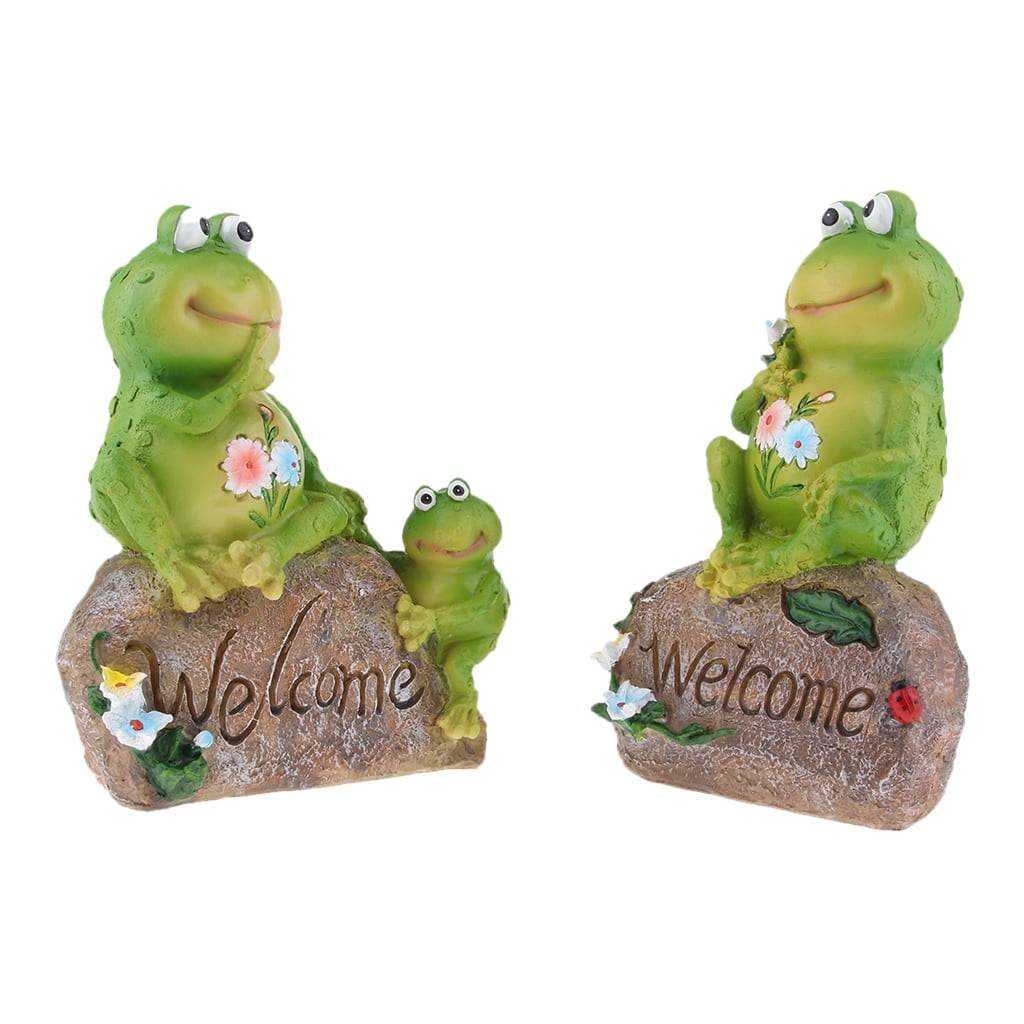 Welcome Frog Family Statue Garden Pond Animal Figurine Sculpture Ornament 