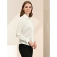 thumbnail image 4 of Camisa Casual de Negocios Allegra K de Satén de Manga Larga con Botones Y Cuello en Punta para Mujer blanco XS, 4 of 6