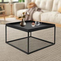 SHZICMY Modern Square Coffee Table End Table Drinkings Snacks Display Stand End Table/Side Table, Black, 66lbs, for Home Offices