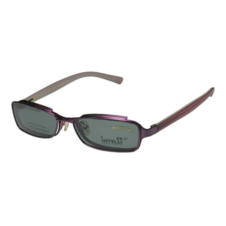 New Elite Classy Hip Clipon Eyewear 756 Mens/Womens Designer Full-Rim Purple Frame Demo Lenses 50-17-135 Sunglass Lens Clip-Ons Spring Hinges Eyeglasses/Eye Glasses
