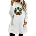 thumbnail image 1 of Timegard Tops for Women Fall Winter Fleece Linend Christmas Print Long Sleeve Thick Pullover with Pockets, 1 of 3