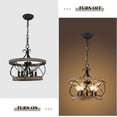 thumbnail image 4 of 5-Light Rustic Drum Chandelier,Wood Farmhouse Chandelier Light Fixture, Black Vintage Chandelier for Dining Room Entryway Foyer Kitchen Island Hallway (20 Inch), 4 of 8