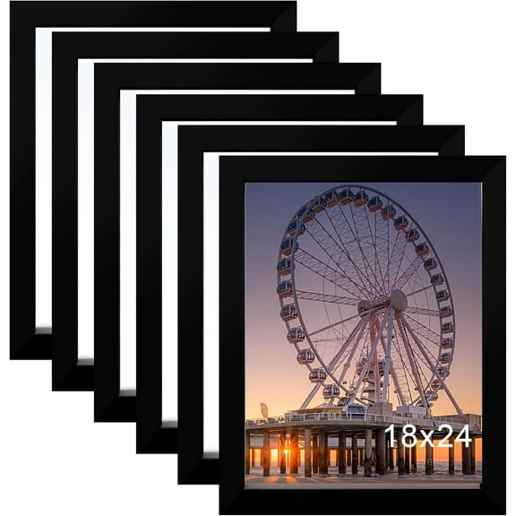 18x24 Picture Frame Black Set of 6, Gallery Wall Poster Frame for Wall Mounting