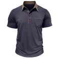 thumbnail image 2 of Qwertyu Men’s Athletic Short Sleeve Polo Shirts Casual Summer Golf Shirts Buttons Collared Solid T Shirts with Pocket Navy M, 2 of 5
