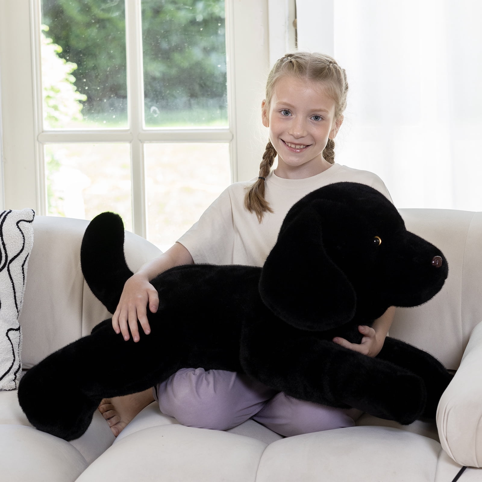MorisMos 31.5'' Giant Black Lab Stuffed Animal Big Realistic Stuffed Labrador Dog Plush Toy