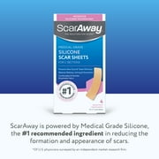 ScarAway Advanced Skincare Silicone Scar Sheets for C-Section, Reusable Sheets (1.5” x 7”) for Hypertrophic and Keloid Scars from C-Section & Other Surgeries, 4 Sheets