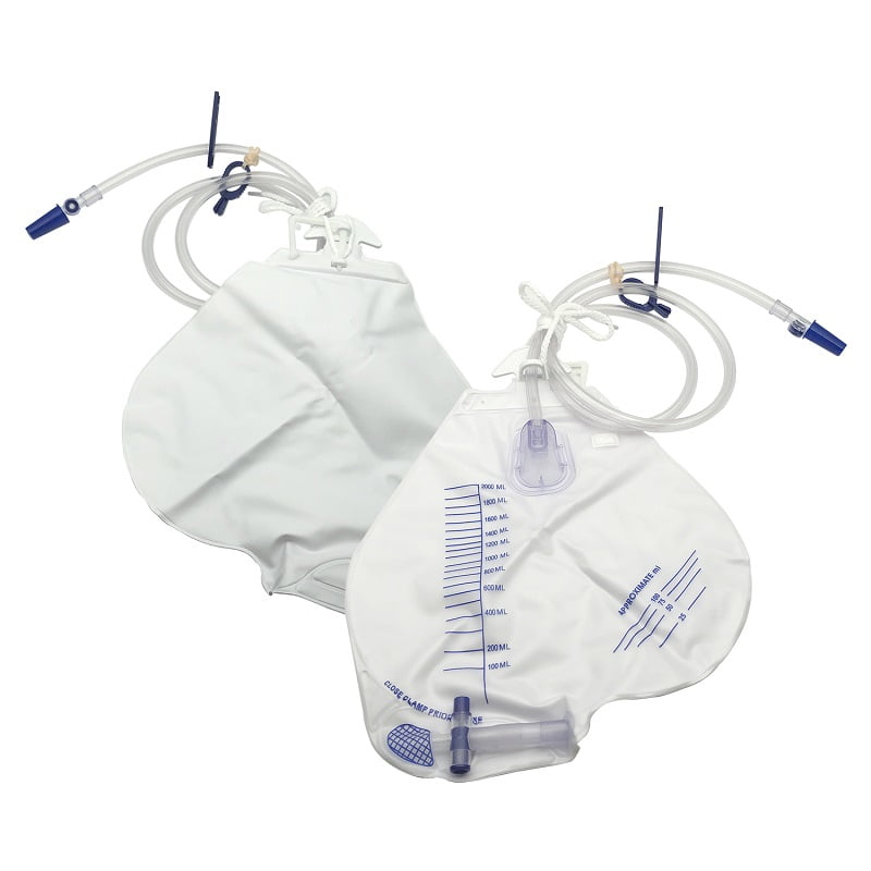 Urinary Drainage Bag with Anti-Reflux Chamber, Urine Bag with 2000 mL Volume,Professional Urinary Bag for Home and Hospitals Health Aids, 5 Pack