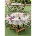 thumbnail image 3 of Outdoor Tablecloth with Umbrella Hole and Zipper, Red Yellow Diamond Round Table Cloth 60 Inch Waterproof Tablecloth, Modern Geometric Middle Century Beige Picnic Table Cover for Patio Camping, 3 of 7