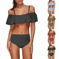 thumbnail image 1 of Sentmoon Women Bikini Set Swimsuit for Women Oversized Bikinis High Cut Solid Color Spaghetti Strap Ruffle Womens Bathing Suits Beach Items for Swimming and Beaches S, 1 of 4