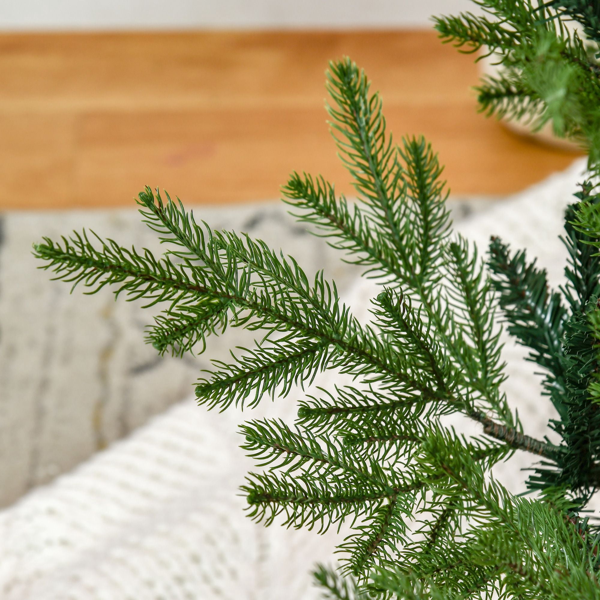 6 ft Artificial Christmas Tree, Nordic Pine Hinged Xmas Tree with 795 Realistic Branches, Wide Steel Base, Auto Open, Green