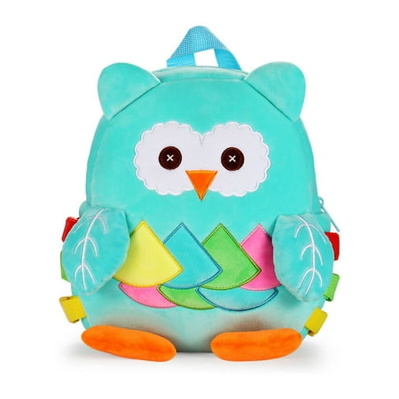 Best Christmas Cartoon Blue Cute Owl Backpack Cartoon Cute Animal Plush Backpack Toddler Mini School Bag Bookbag for Kids Age 1-5 Years Old Best Birthday Christmas Gift ()