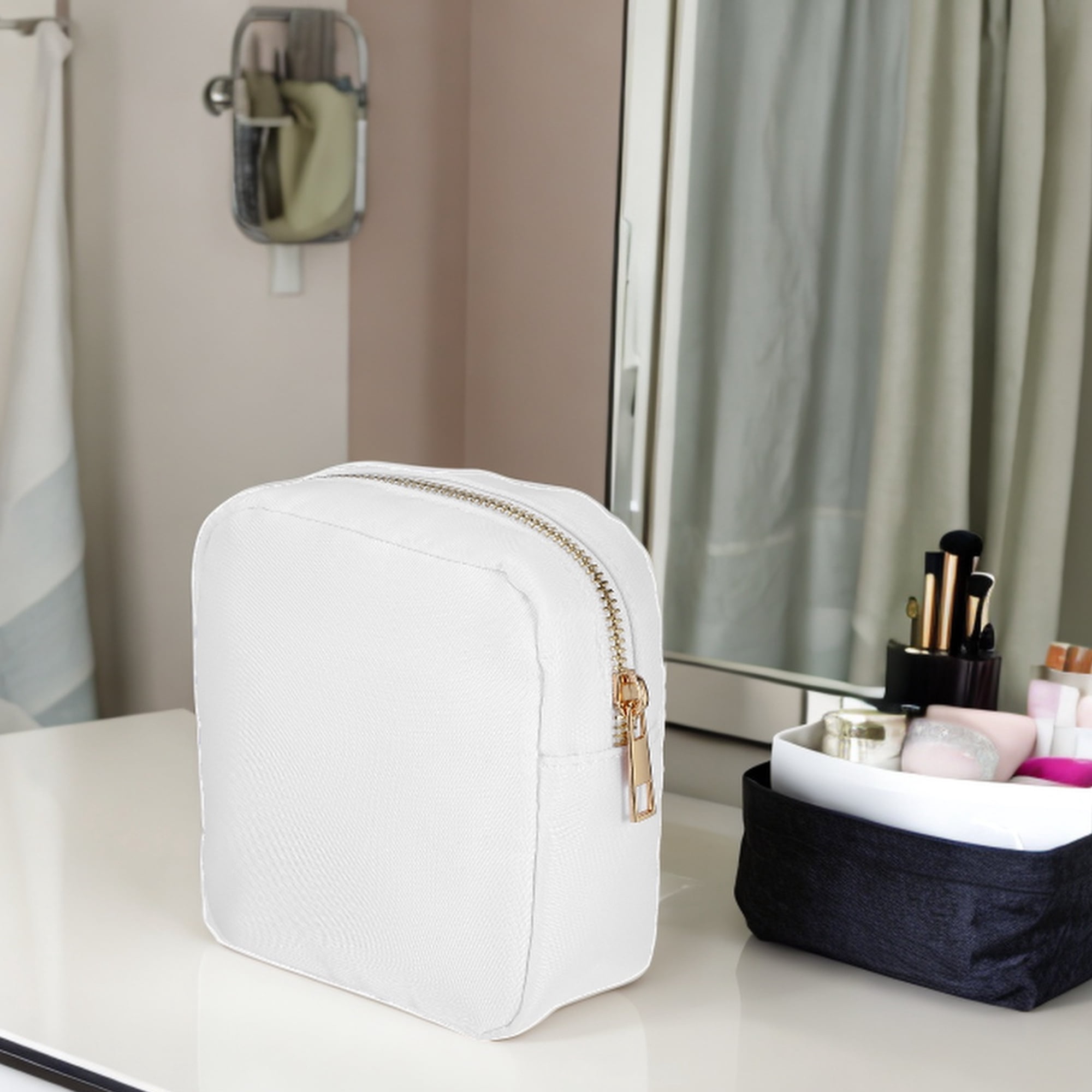 Unique Bargains Women Waterproof Makeup Bag for Business Travel Vacation Camping White