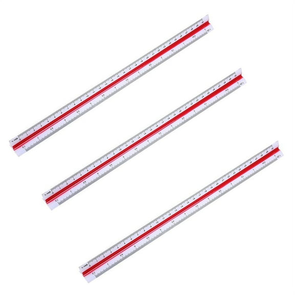 3pcs 1:20 1:25 1:50 1:75 1:100 1:125 Plastic Triangular Scale Ruler