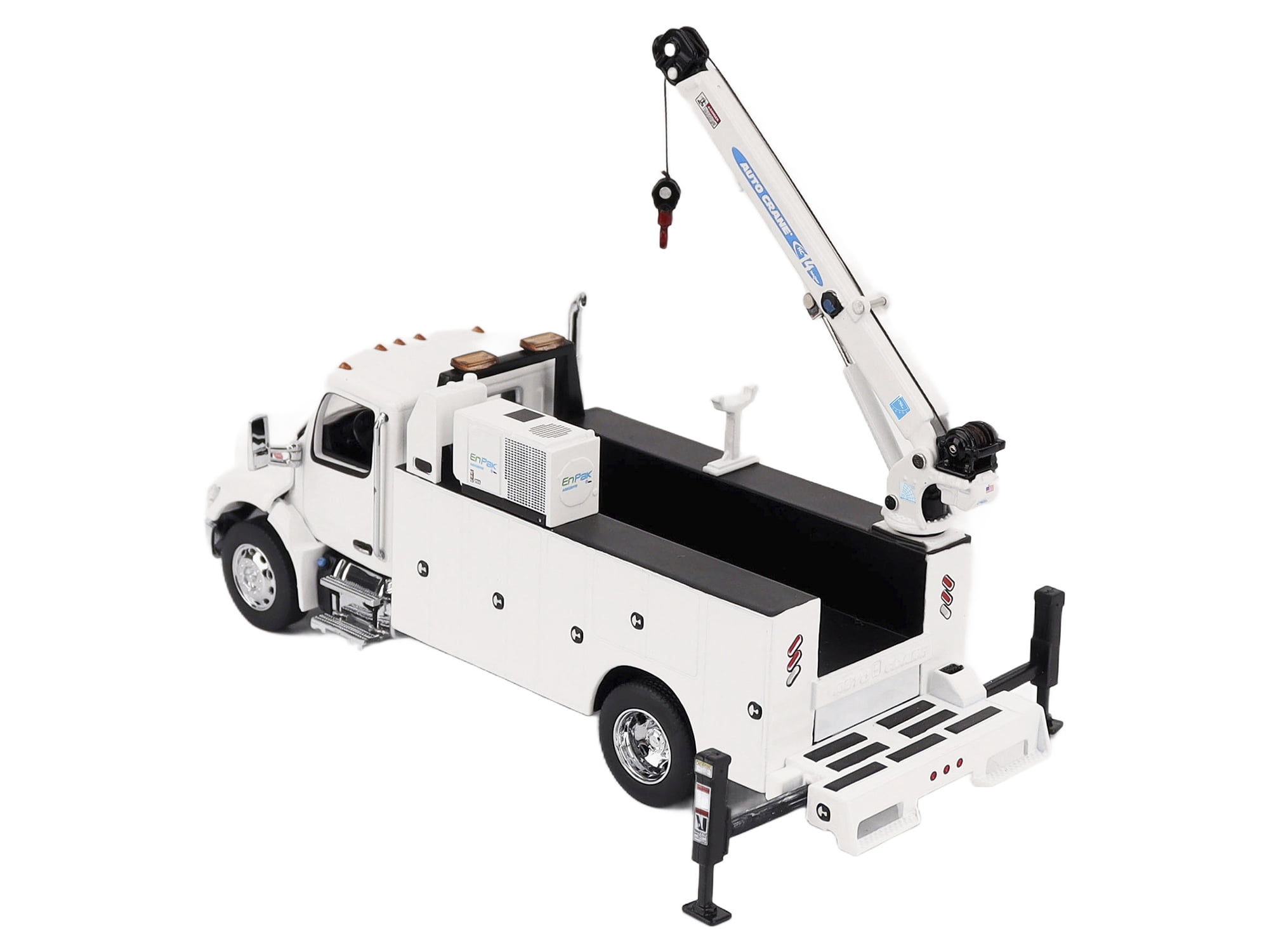 Peterbilt 536 Auto-Crane Titan 85-Body HC14-Crane Work Truck with Miller EnPak White 1/50 Diecast Model by Diecast Masters