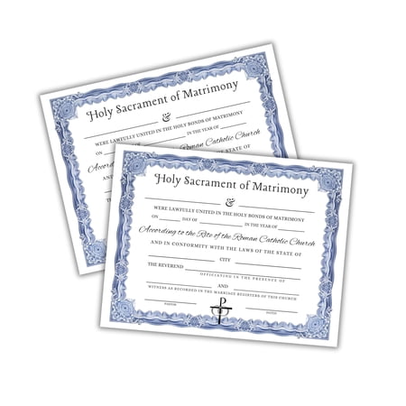 Catholic Marriage Certificate 6pk on Linen 8.5x11 Church Priest Officiant Union Signed Wedding Vow Renewal Keepsake Holy Sacrament of Matrimony