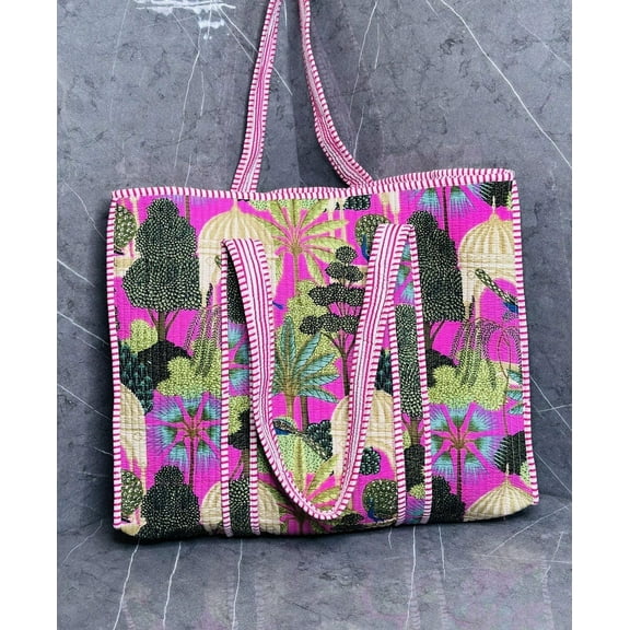 Craft Lovers Women Handblock Lightweight Travel Bag Purse Cotton Shoulder Tote Bag For Shopping Grocery & Beach Bag