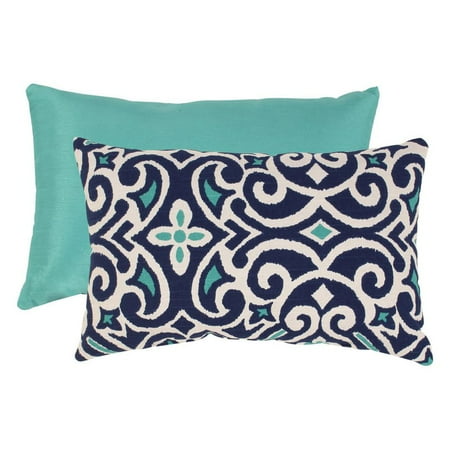 Pillow Perfect Blue and White Damask Rectangular Throw Pillow - Walmart.com