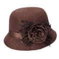 thumbnail image 2 of Women Top Hat Decor Sun Protection Hats Sun Hat Fashion Bucket Hat Casual Sunhat Brown, 2 of 7
