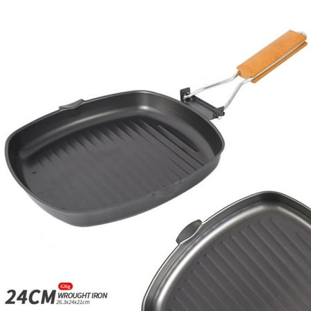 9.4 Inch Grill Pan for Stove Tops Nonstick Induction Square Griddle Pan with Folding Handle