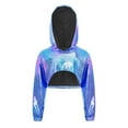 thumbnail image 3 of Aislor Girls Metallic High Low Cropped Sweatshirt Long Sleeve Shiny Hoodie Hip Hop Jazz Dance Top Blue 14, 3 of 4