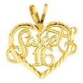 thumbnail image 2 of Ioka-14K Yellow Gold 16 Years Heart Charm Pendant with 1.2mm Singapore Chain Necklace - 16", 2 of 4