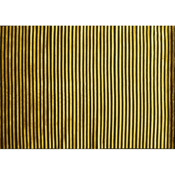 Ahgly Company Machine Washable Indoor Rectangle Abstract Yellow Contemporary Area Rugs, 8' x 12'