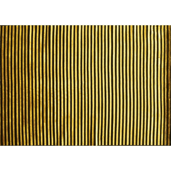 Ahgly Company Indoor Rectangle Abstract Yellow Contemporary Area Rugs, 5' x 7'
