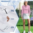 thumbnail image 5 of Uorisanigo Pink Polka Dots Women's Golf Shirt Size L Dry-Fit Soft Women's Long Sleeve Athletic Shirts Relaxed Versatile Quarter Zip Pullover for Workout Sports, 5 of 7