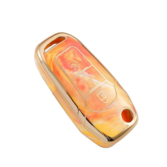 Leadwolf TPU car key case cover Fit for ford folding key 3 button Waterproof and durable Orange