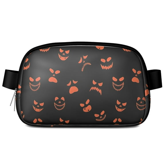 Spooky Pumpkin Faces Halloween Pattern Cute Fanny Packs for Women,Travel Waterproof Crossbody Fanny Bags Waist Purse for Women Anti Theft Adjustable Strap for Running Travel Cycling
