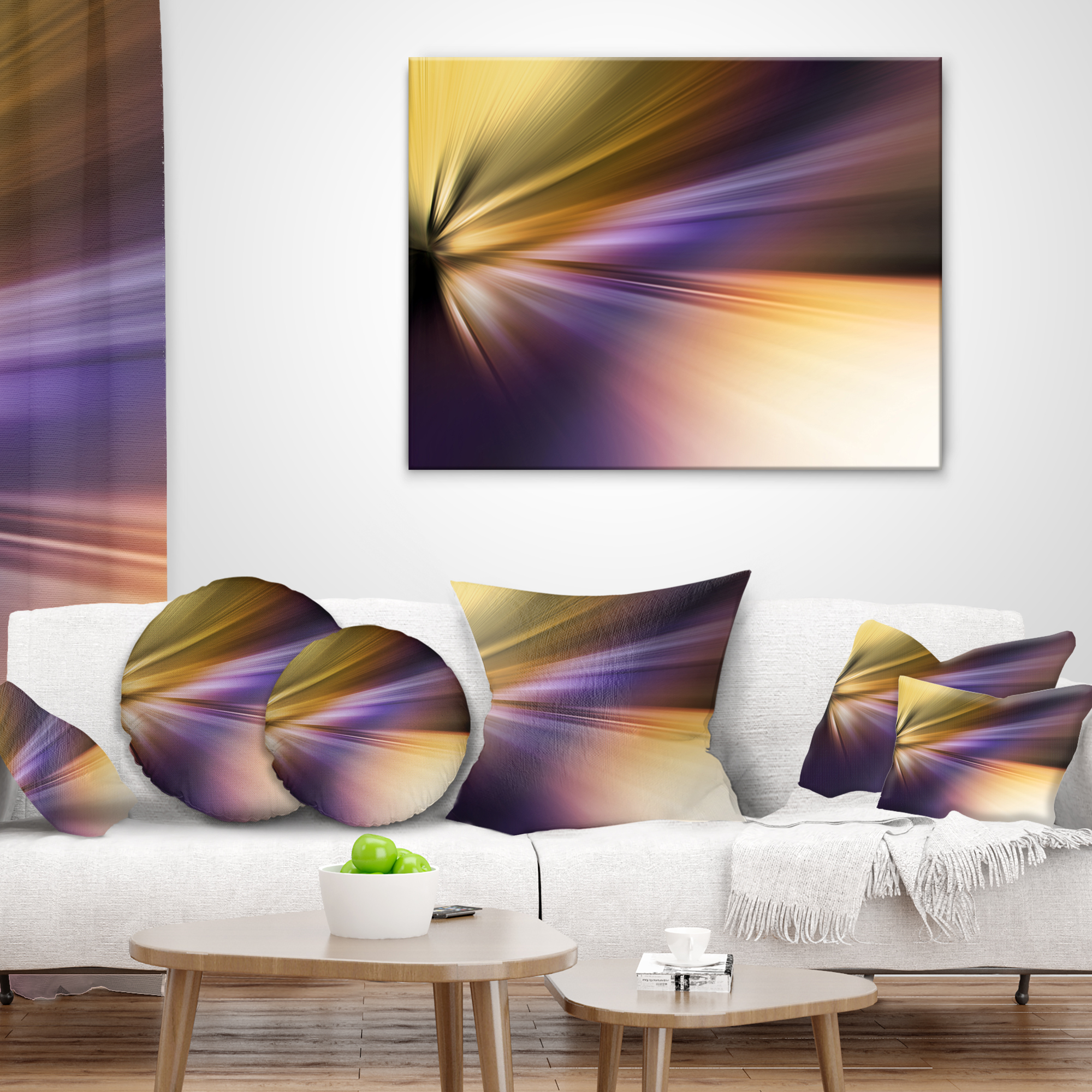 Designart Rays of Speed Purple Brown - Abstract Throw Pillow - 18x18