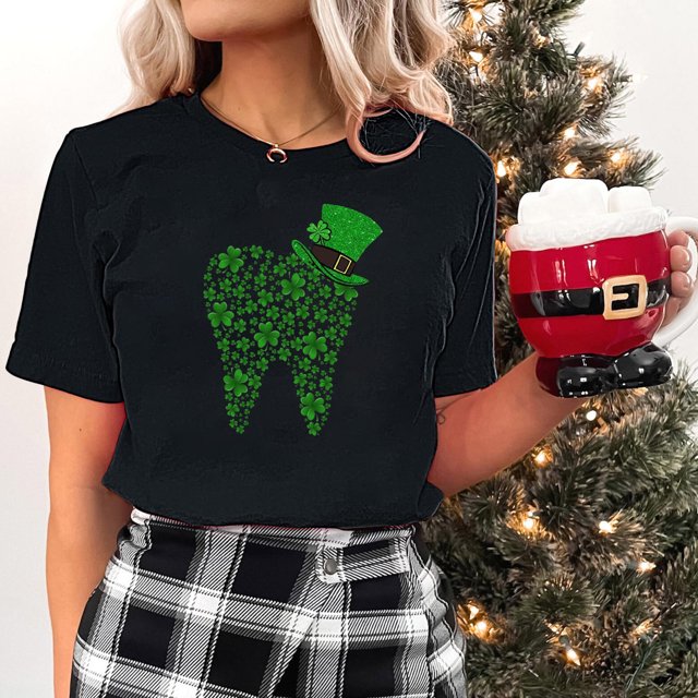 Fankiway Ensemble Décontracté pour Femmes Col Rond Imprimé pour la Saint-Patrick Manches Courtes Haut Ample Décontracté Manches Courtes Col Rond Ensemble de Vêtements pour Femmes 2 Pcs