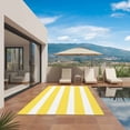 thumbnail image 3 of Yellow Striped Outdoor Rug for Patio/Deck/Porch, Non-Slip Large Area Rug 4 x 6 Ft, Modern Simple Monochrome Geometric White Indoor Outdoor Rugs Washable Area Rugs, Camping Rug Carpet Runner, 3 of 8