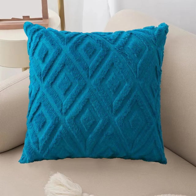Xihbxyly Funda de Cojín con Flores, Suave y Sintética de Lana de Cordero, Elegante Diseño En Gris Oscuro, Azul, Amarillo y Negro, Ideal para Decorar El Sofá Del Hogar, Fácil de Limpiar y Refrescar, P