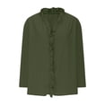 thumbnail image 5 of Bosfbaoi Womens Blouse Ruffled V Neck Button Down Oversized Rolled Long Sleeve Solid Linen-Look Casual Tops for Women, 5 of 6