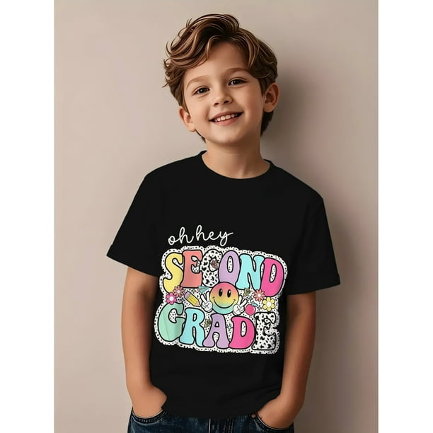 Oh, Hey Second Grade Girls Teacher Back to School T-Shirt, Breathable and Comfortable Street Fashion Summer Top for Boys
